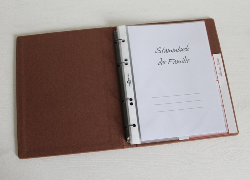 Stammbuch "Goldene Lebensbaum" aus cognacbraunem Leder,  DIN A5